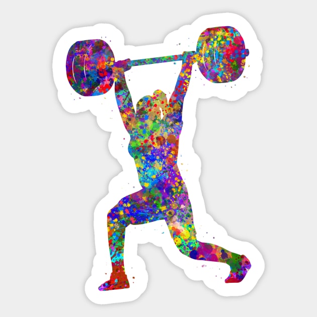 Gym Weightlifter female watercolor art Sticker by Yahya Art